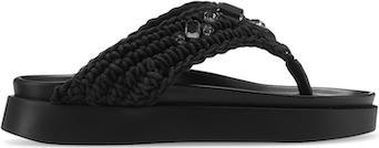 Woven Stone Toe Sandals - Womens - Black 1