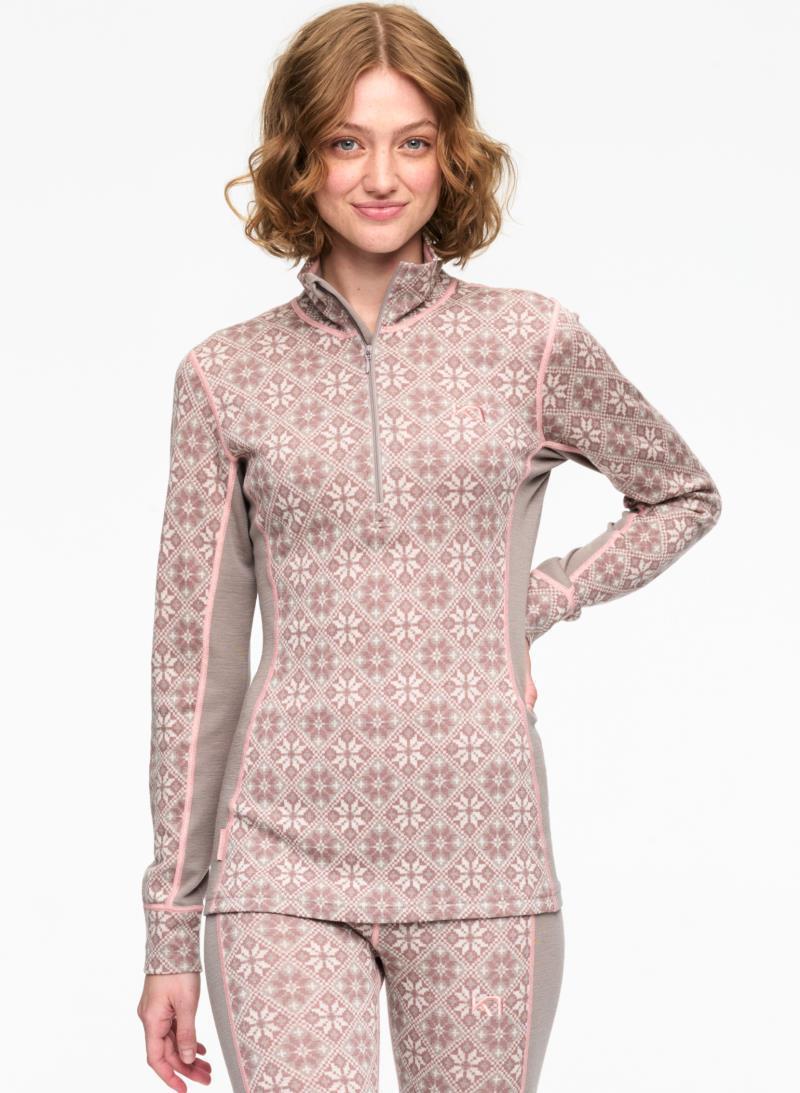 Rose Half Zip Baselayer Top - Womens - Taupe 3
