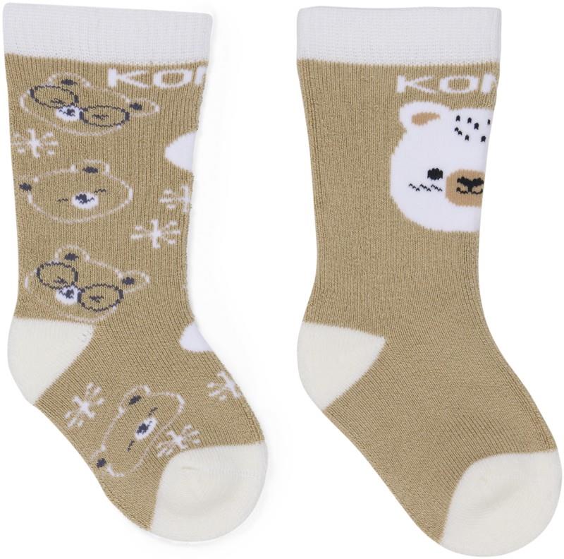 Adorable Twin Pack Socks - Infant - tan snuggle bear 1