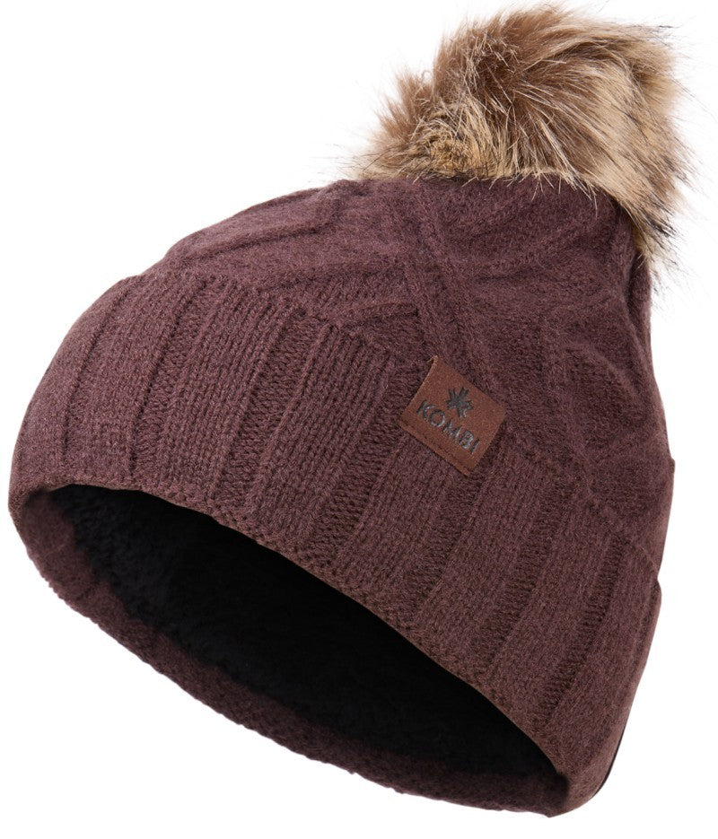 Cable Beanie - Womens - dark choco 1