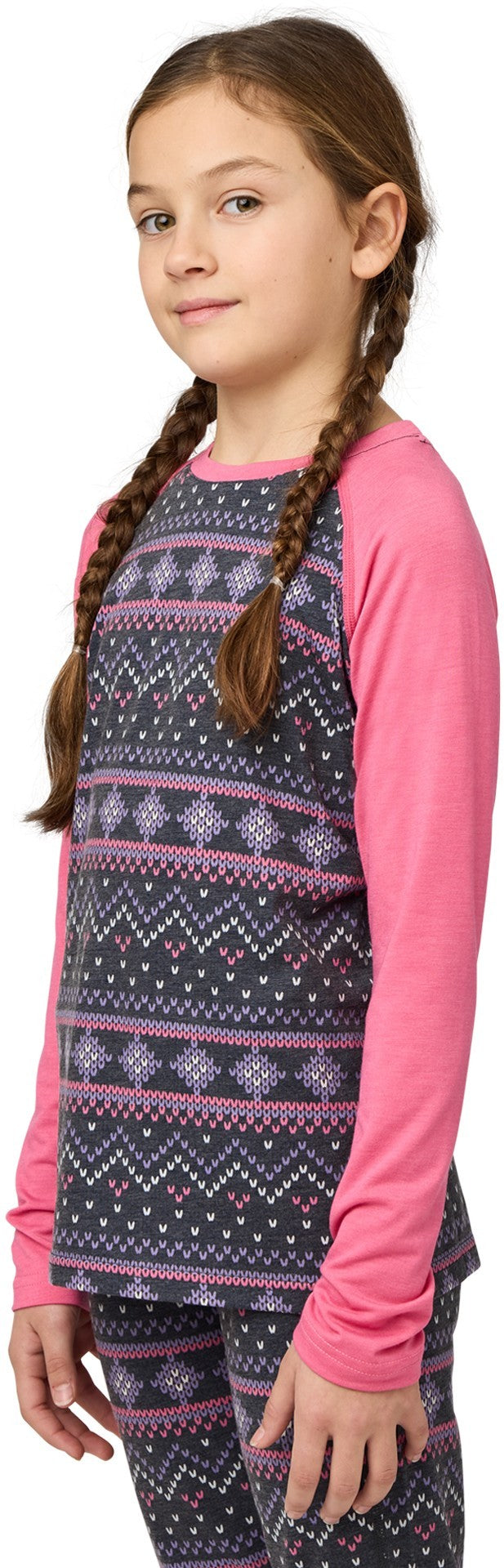 Merinomix Pro Crew Top - Junior - pink snow jacquard 1