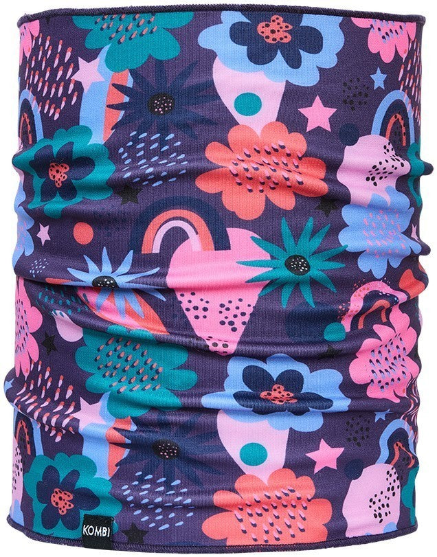Velvet Fleece Multi Scarf - Children - purple rainbow flower 1