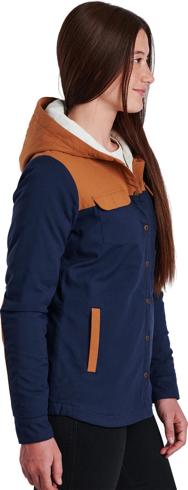 Artisan Hooded Shirt Jacket - Womens - dusty blue 1