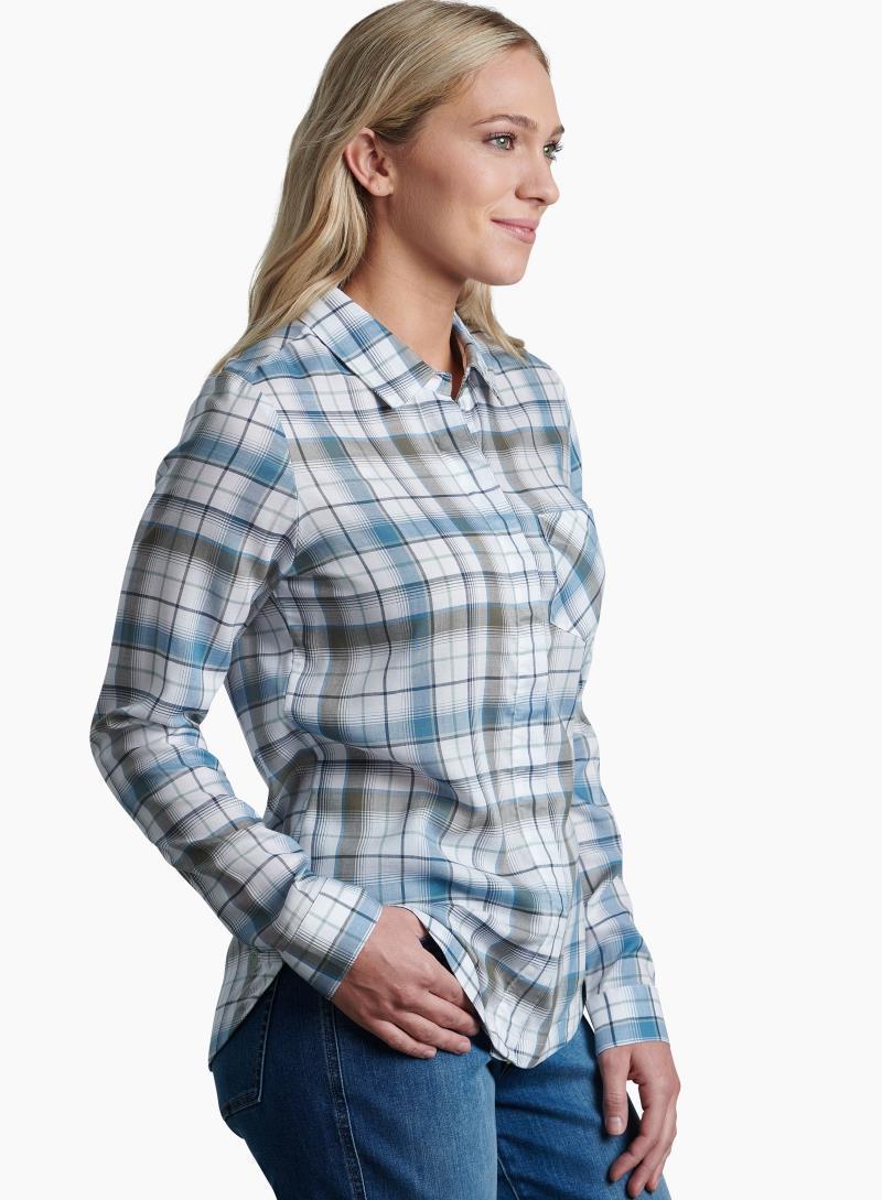 Hadley Plaid LS - Womens - Sage 2