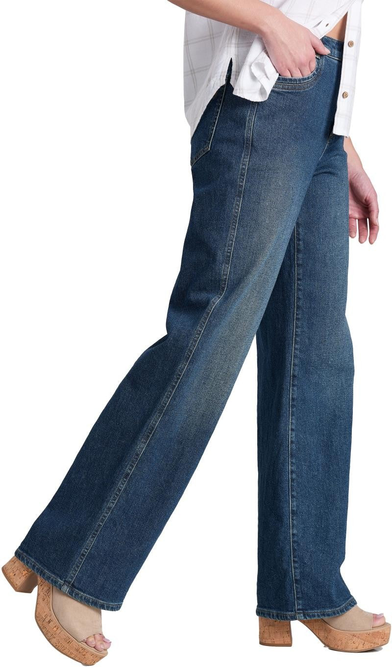 Kontour Rigid Wide Leg Denim, Short - Womens - midnight fade 1