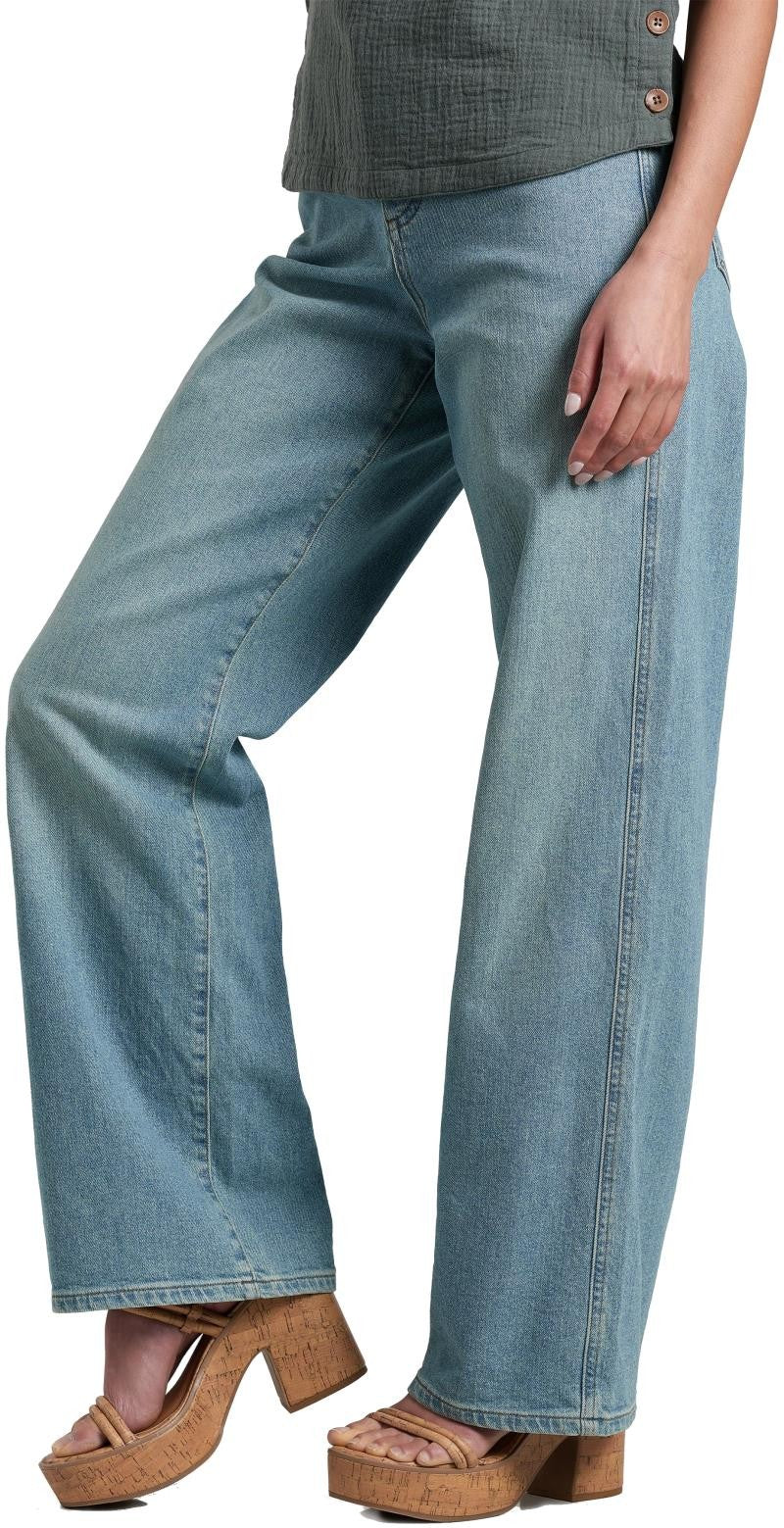 Kontour Rigid Wide Leg Denim, Short - Womens - rain wash 1