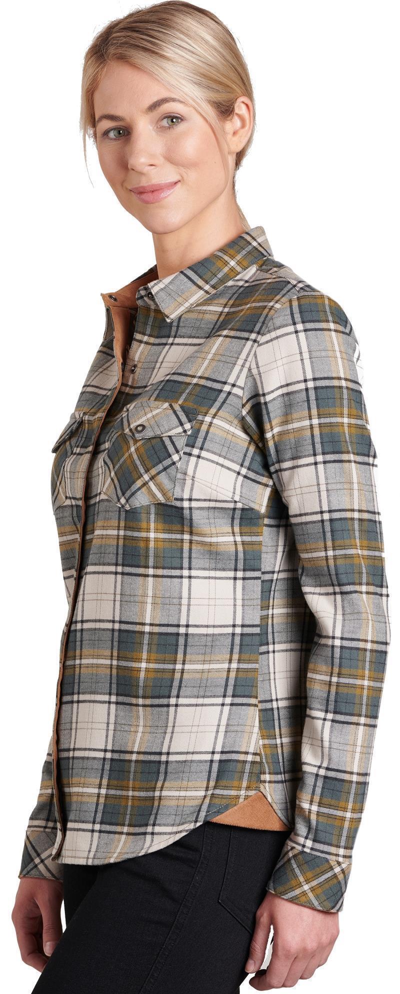 Tess Flannel LS - Womens - Olivine 3