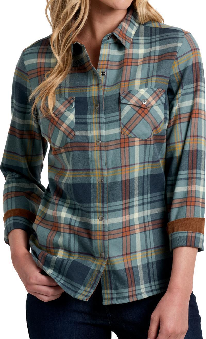 Tess Flannel LS - Womens - mineral blue 1