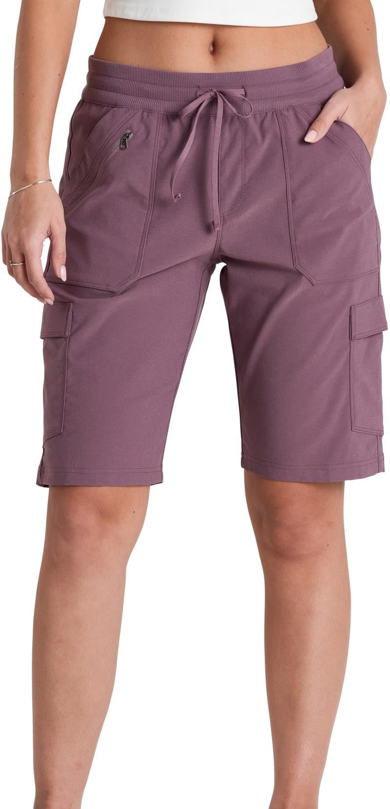 Trekr Pull On Cargo Shorts, 11" Inseam - Womens - elderberry 1