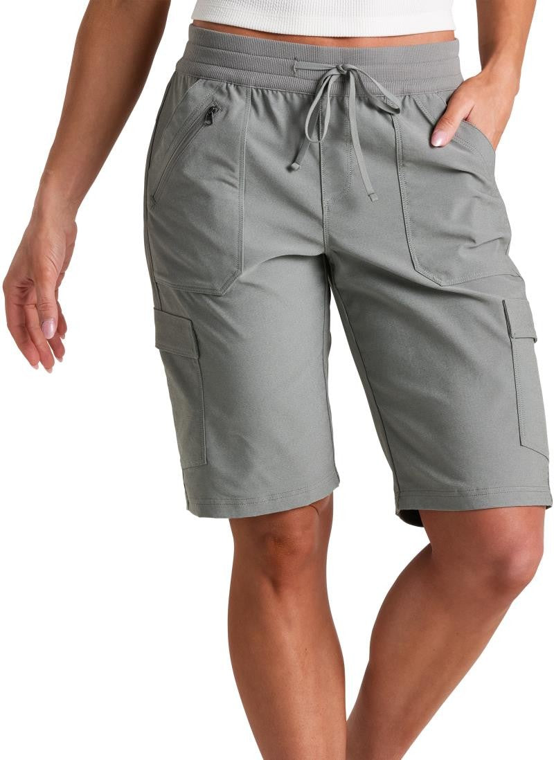 Trekr Pull On Cargo Shorts, 11" Inseam - Womens - stone 1
