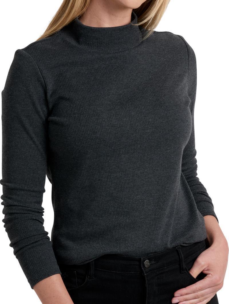 Verona Rib LS - Womens - Charcoal 1
