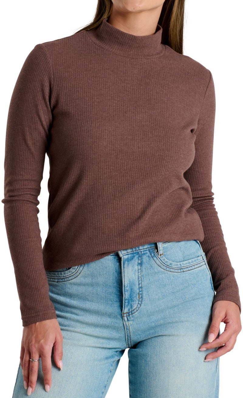 Verona Rib LS - Womens - coffee 1