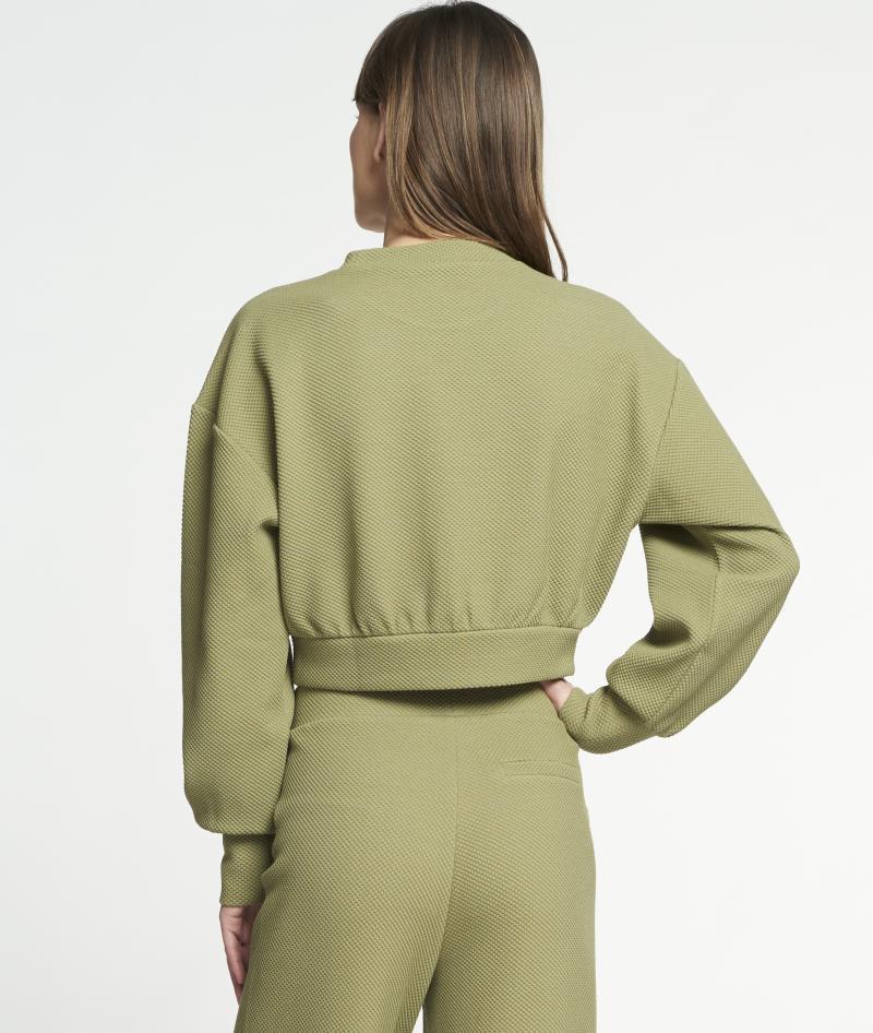 Moon Cropped Sweat - Womens - pale green 1