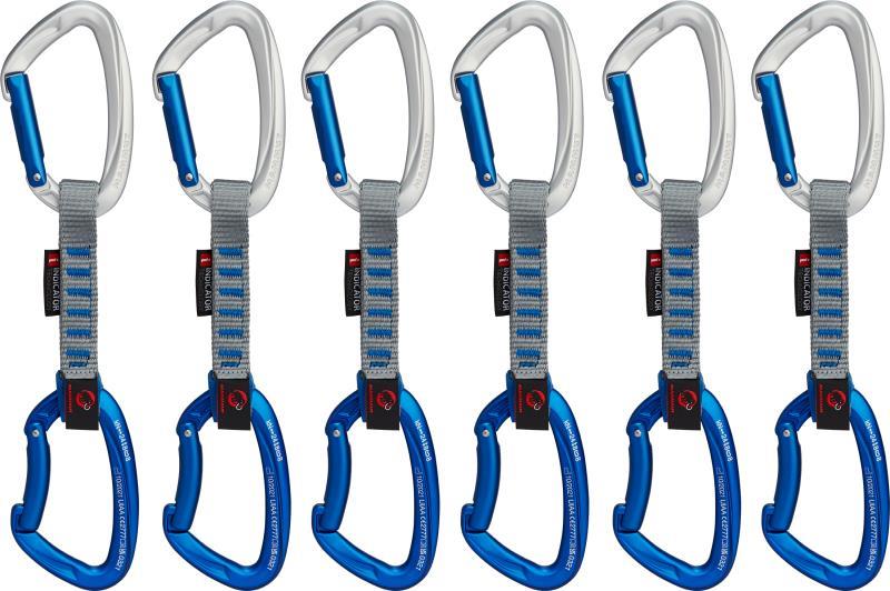 Crag Key Lock 10cm Indicator Quickdraw - Straight Gate / Bent Gate - Silver / Ultramarine - 6-Pack - Not Applicable 1