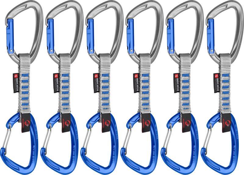Crag Key Lock 10cm Indicator Quickdraw - Straight Gate / Wire Gate - Silver / Ultramarine - 6-Pack - Not Applicable 1
