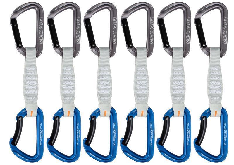 Workhorse Keylock 12cm 6-Pack Quickdraws - Straight Gate / Bent Gate Key Lock - Grey / Blue - 6-Pack - Not Applicable 1