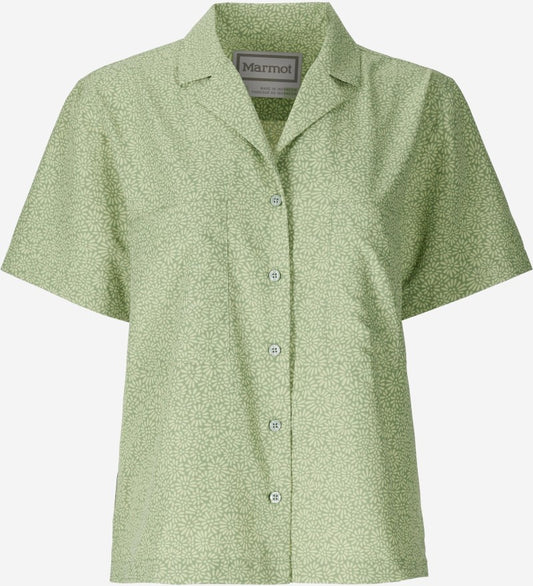 AirExchange SolarShield Camp Novelty SS Shirt - Womens - agate green mini bloom 1