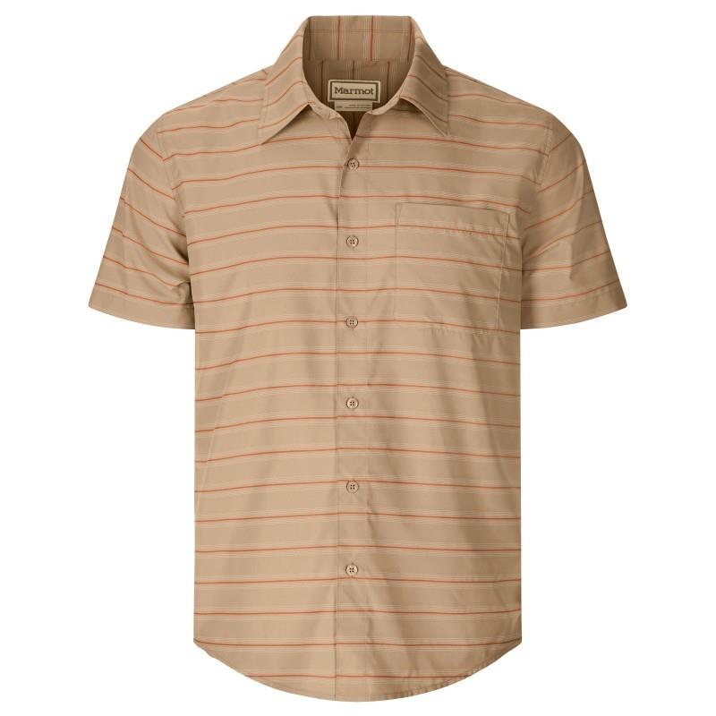 AirExchange UPF 40 SS Shirt - Mens - desert khaki slight stripe 1