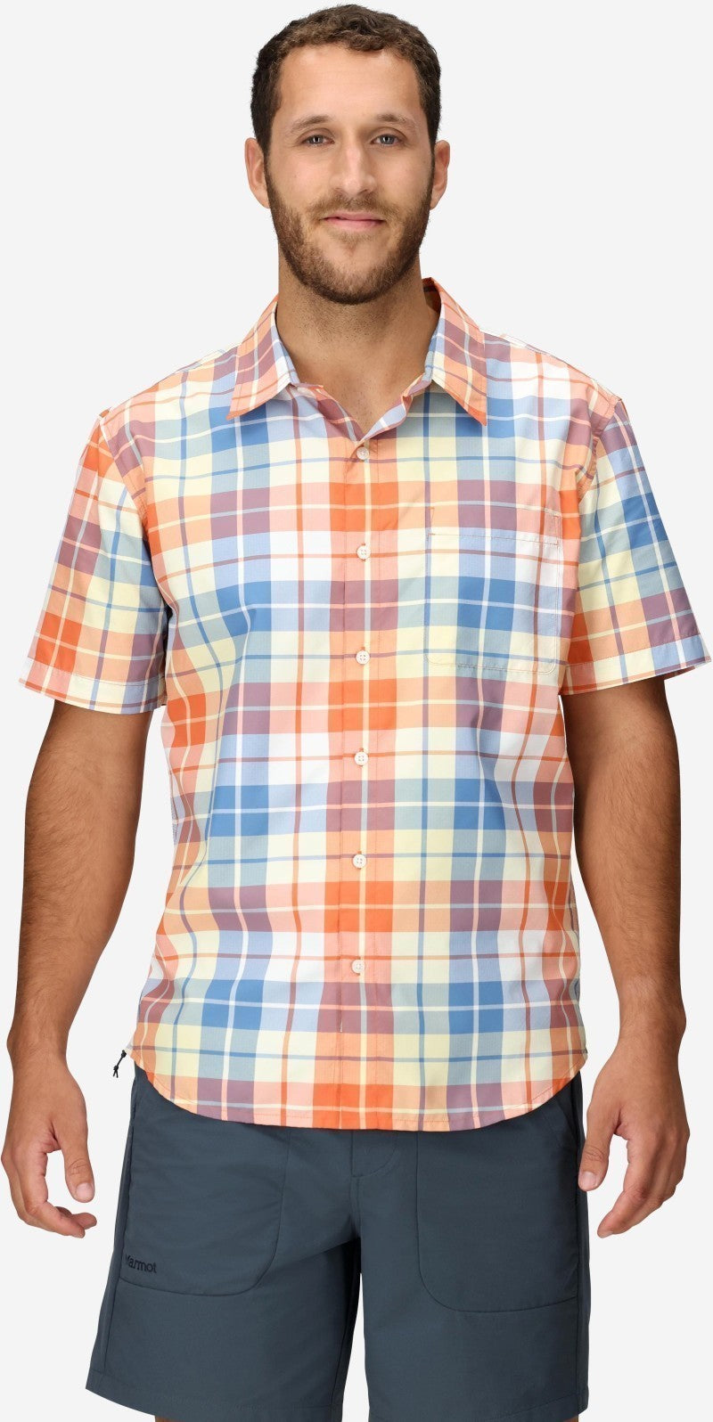 AirExchange UPF 40 SS Shirt - Mens - pomelo wayland plaid 1