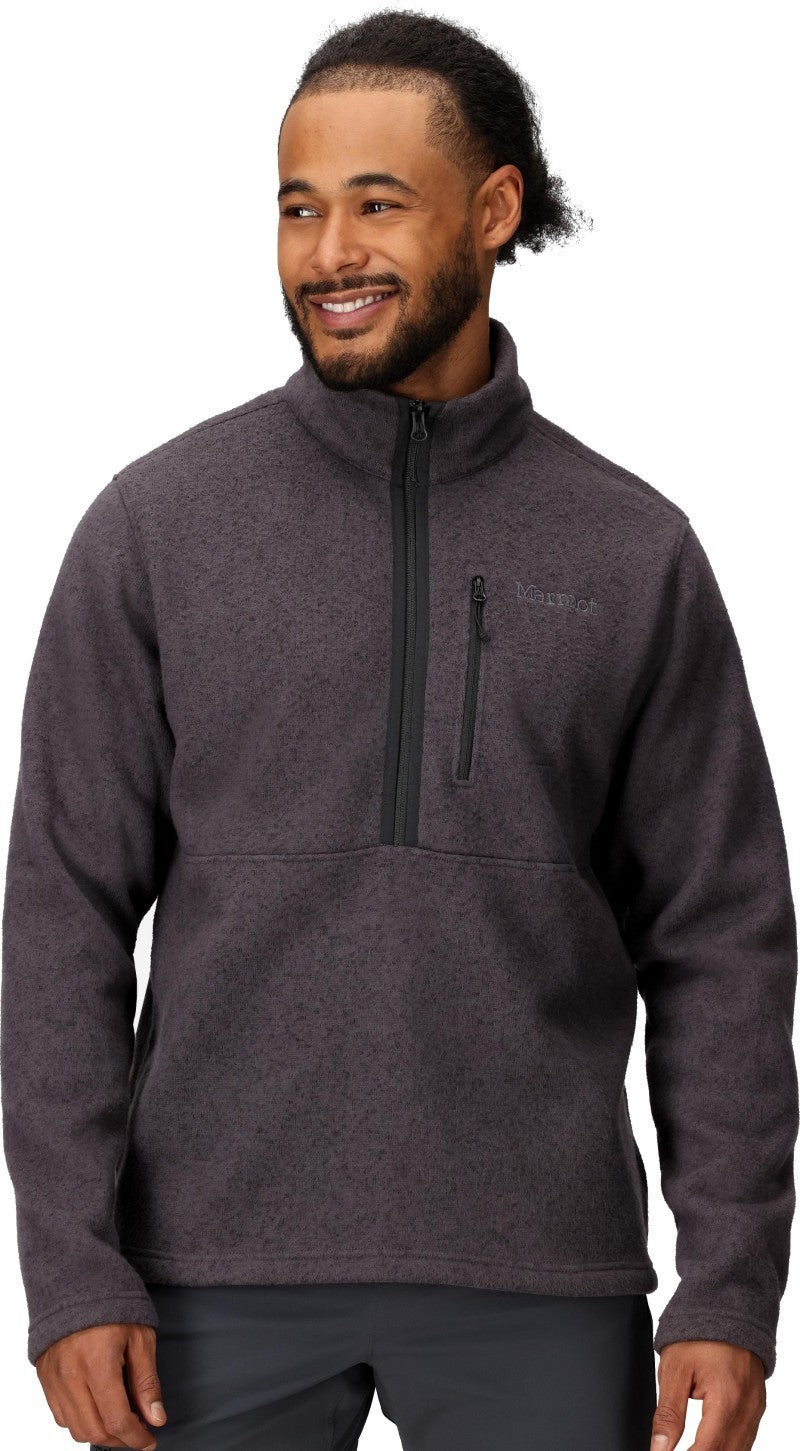 Drop Line 1/2 Zip - Mens - black heather 1