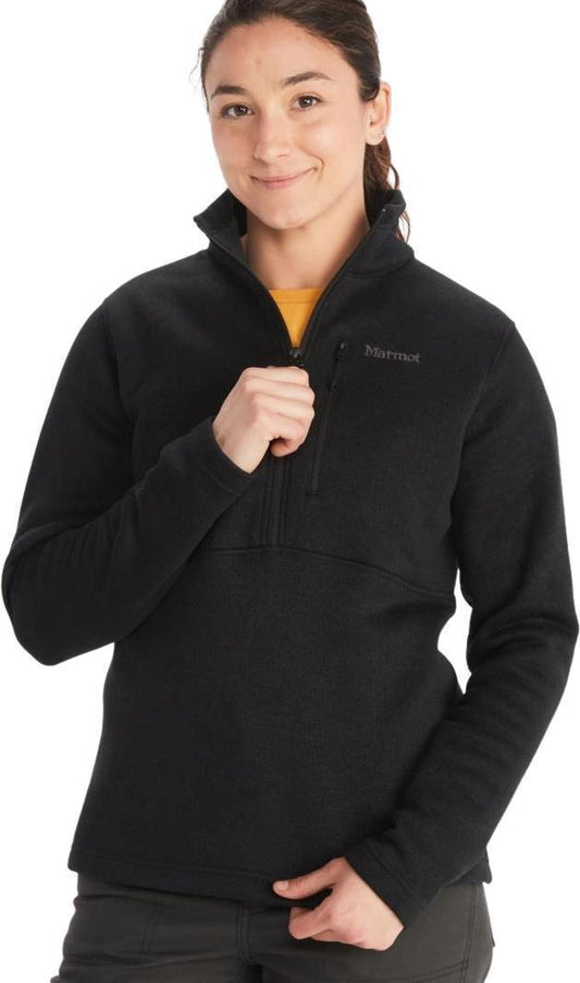 Drop Line 1/2 Zip - Womens - Black 1