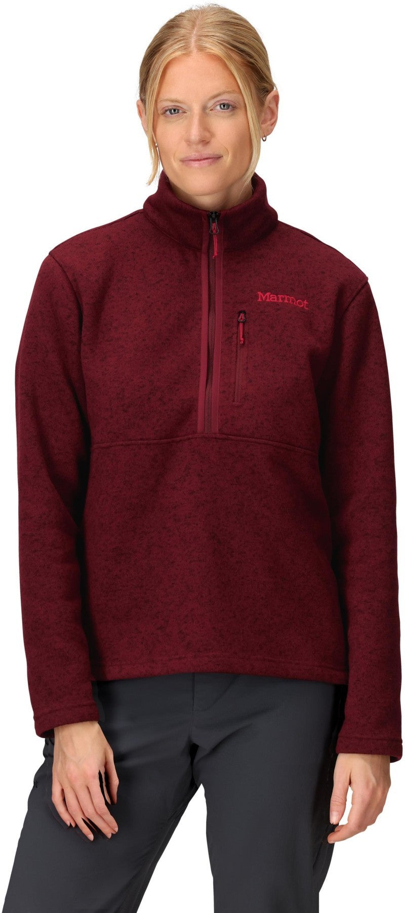 Drop Line 1/2 Zip - Womens - acai berry heather 1