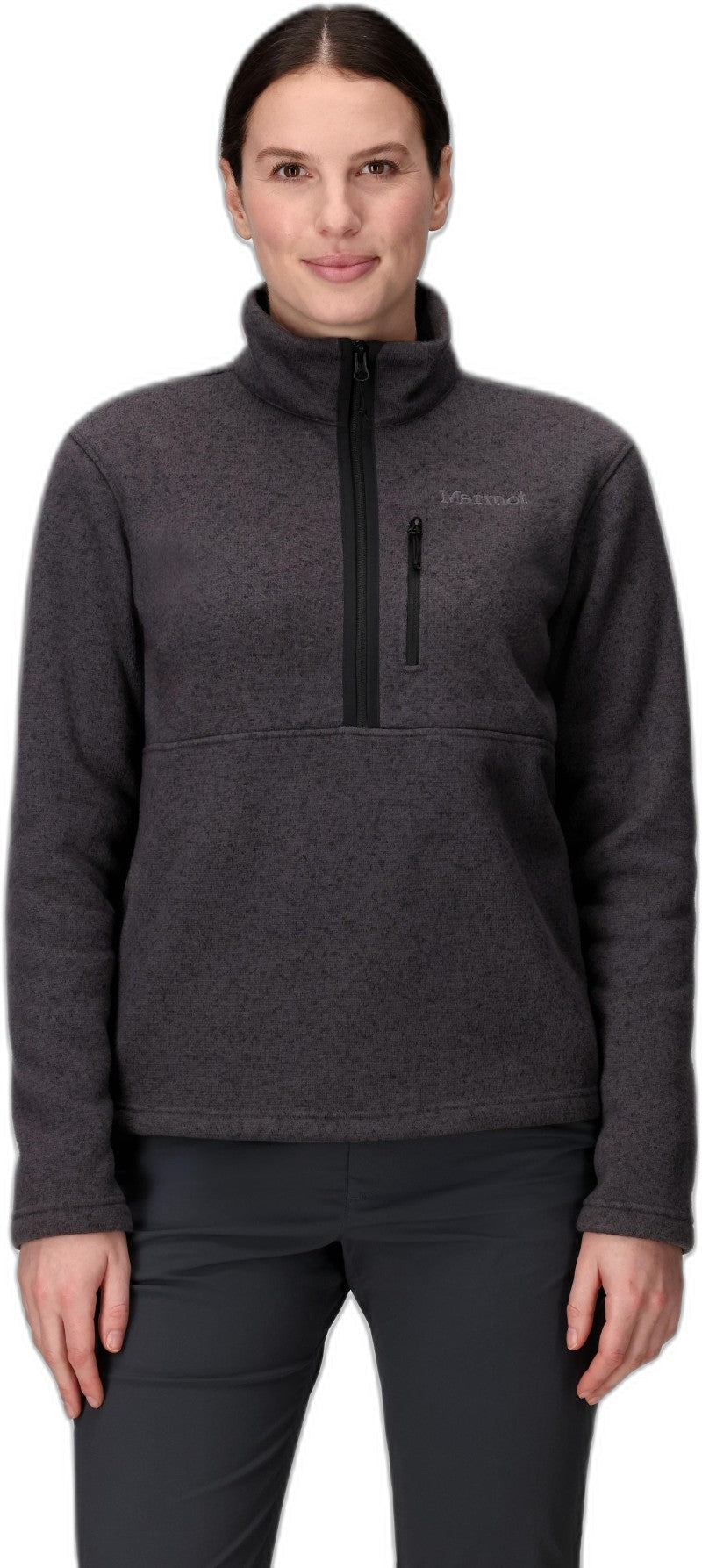 Drop Line 1/2 Zip - Womens - black heather 1