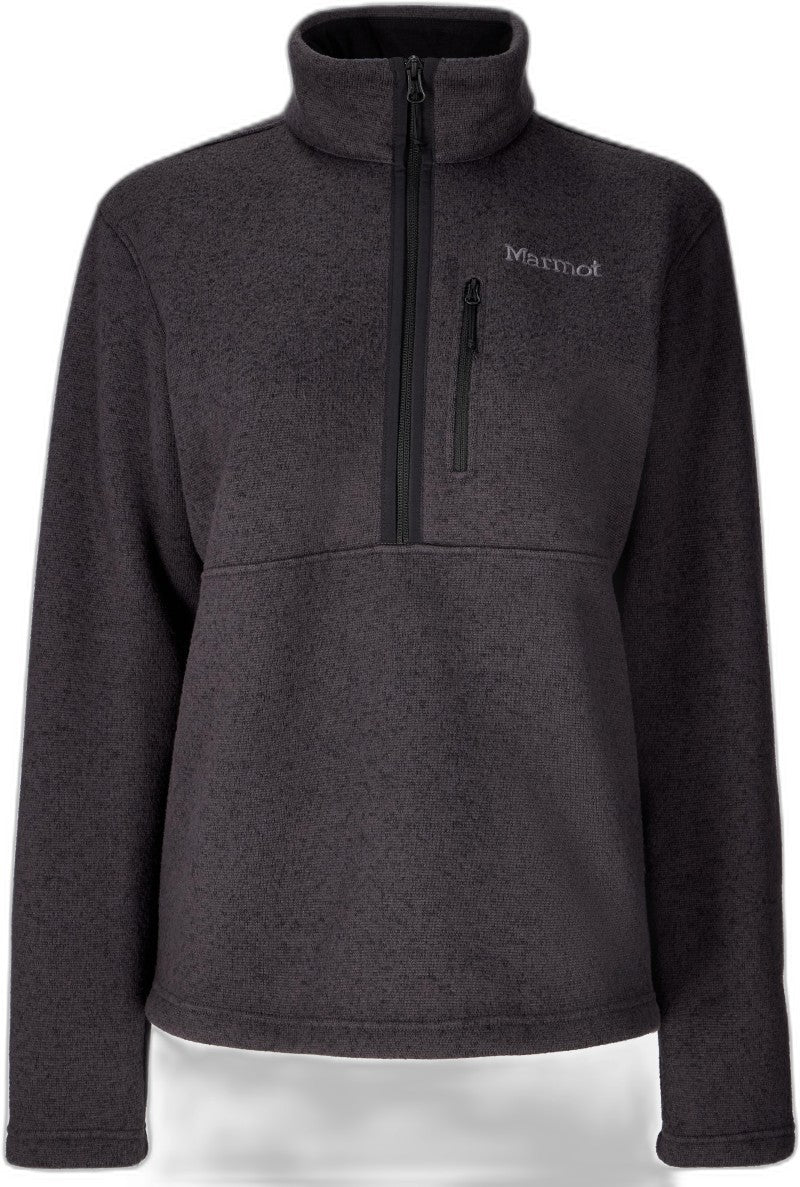 Drop Line 1/2 Zip - Womens - black heather 1