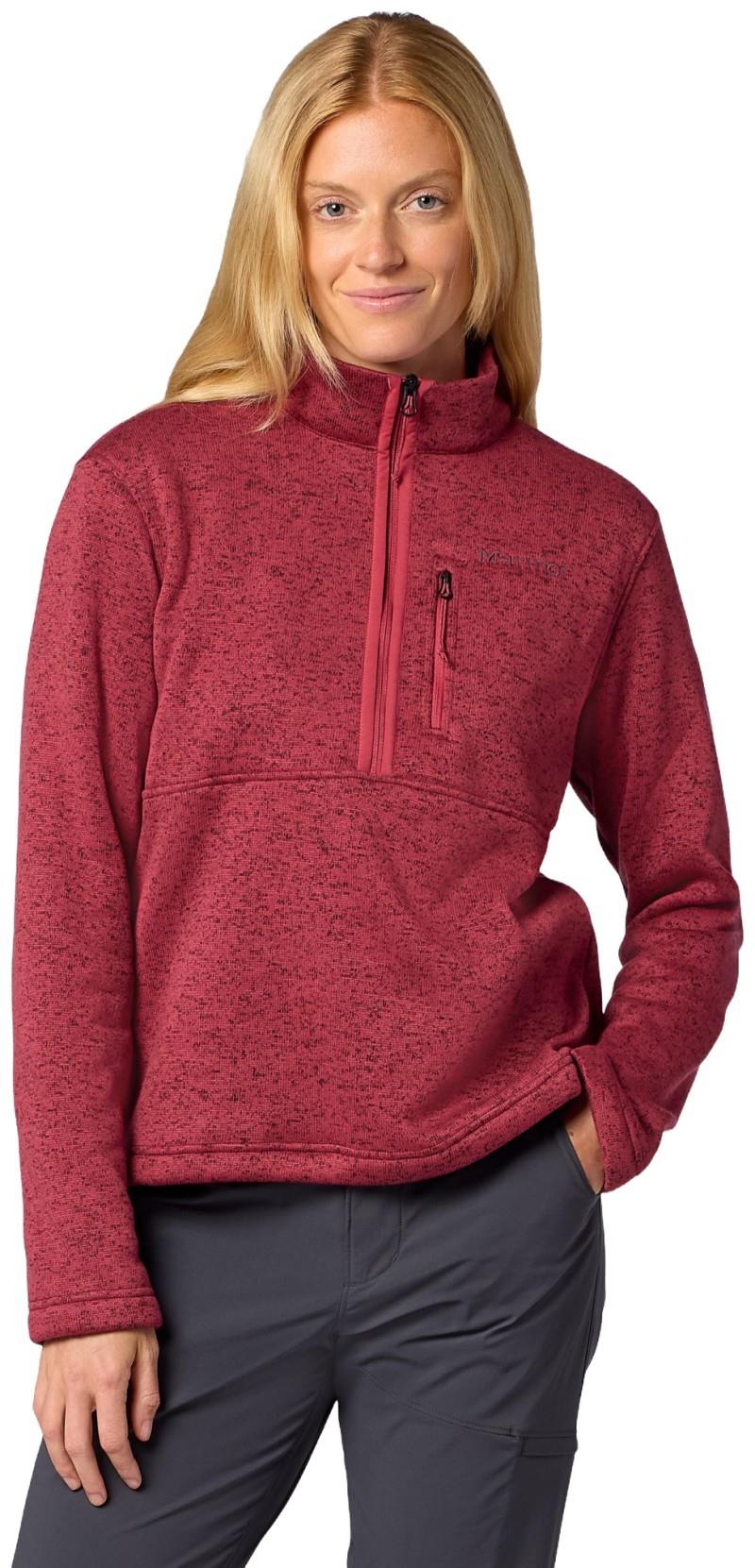 Drop Line 1/2 Zip - Womens - dried rose heather 1