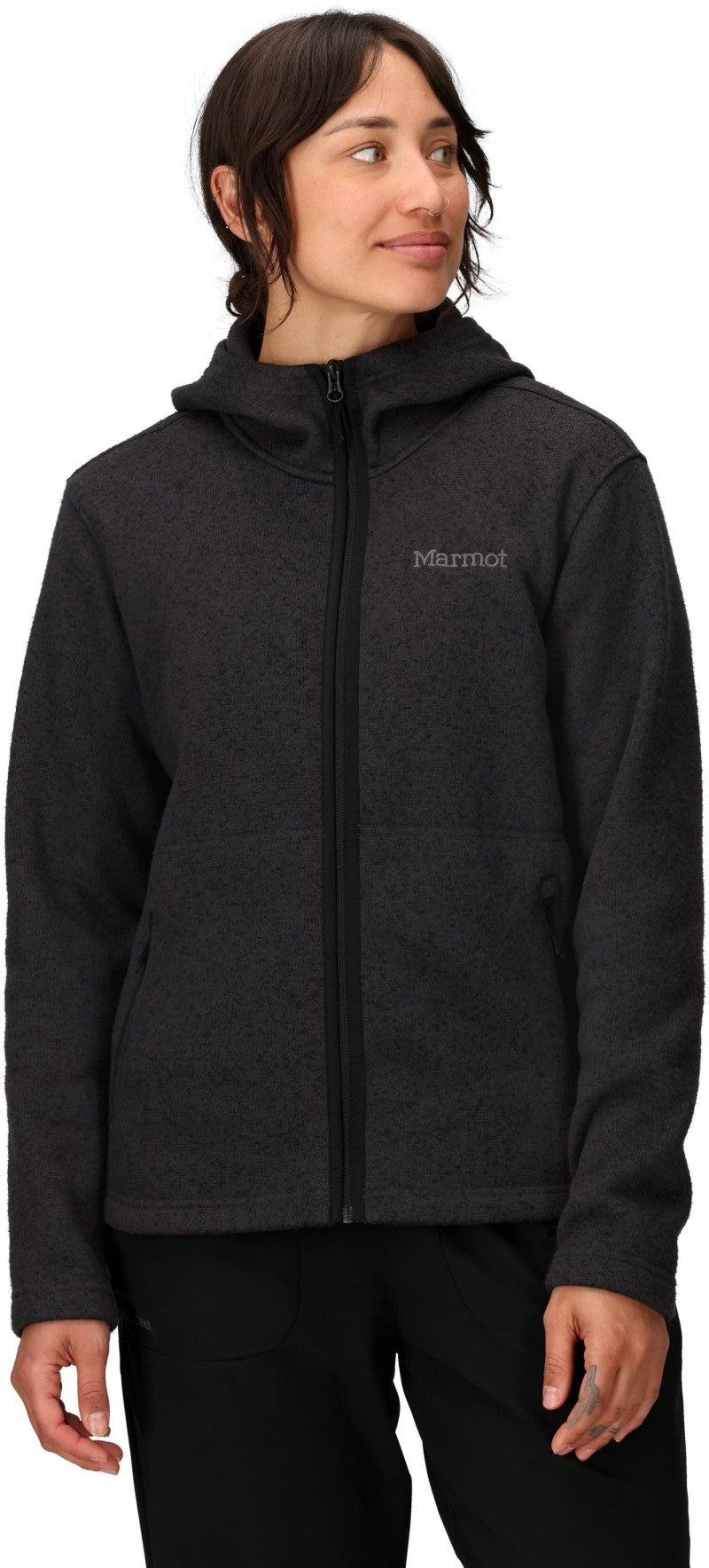 Drop Line Full Zip Hoody - Womens - black heather 1