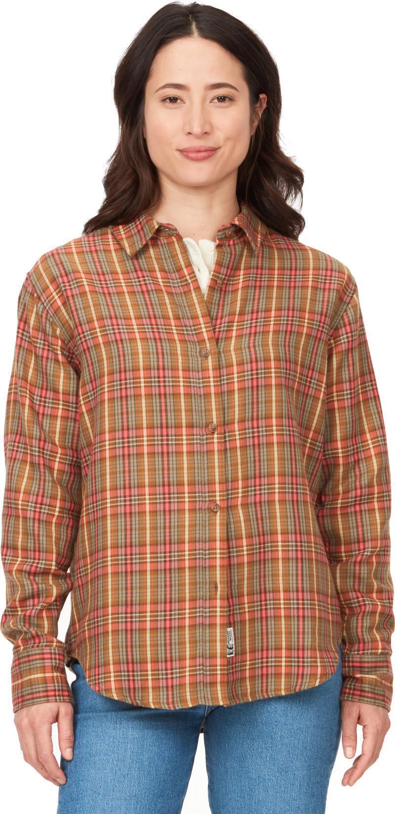 Fairfax Novelty Lightweight Flannel LS - Womens - Grapefruit 1