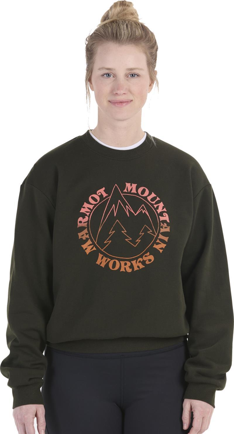 Retro Mountain Boxy Crew Sweatshirt - Womens - rosin green 1