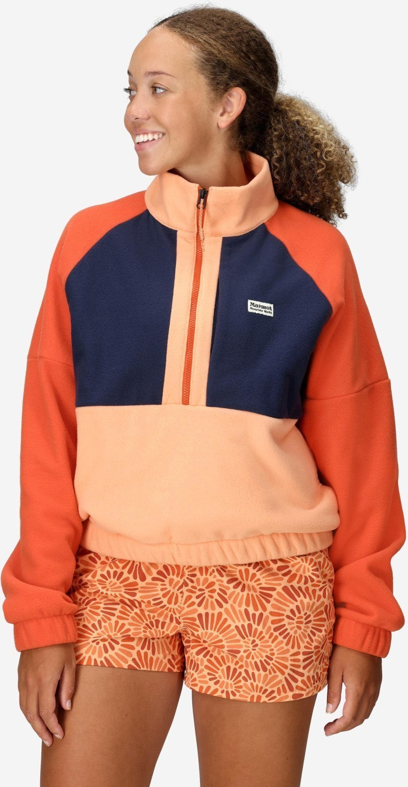 Retro Rocklin 1/2 Zip - Womens - fresh apricot / arctic navy / ginger blossom 1
