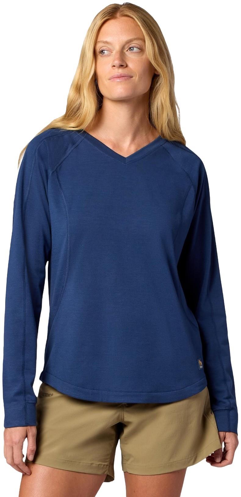 Sereno V Neck LS - Womens - nightfall navy heather 1