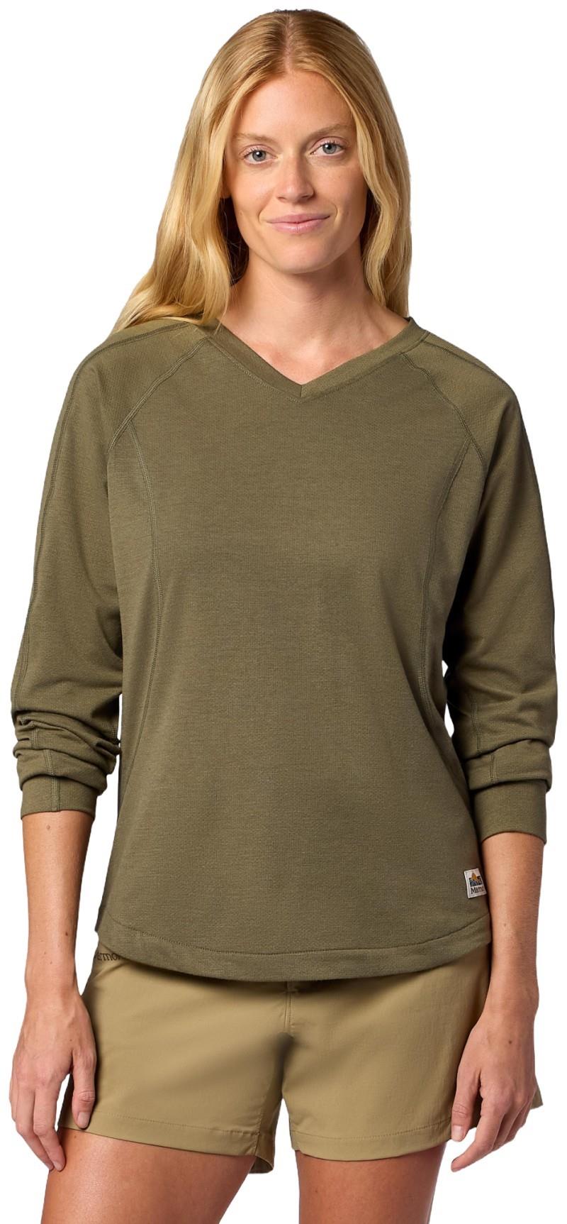 Sereno V Neck LS - Womens - olive grove heather 1