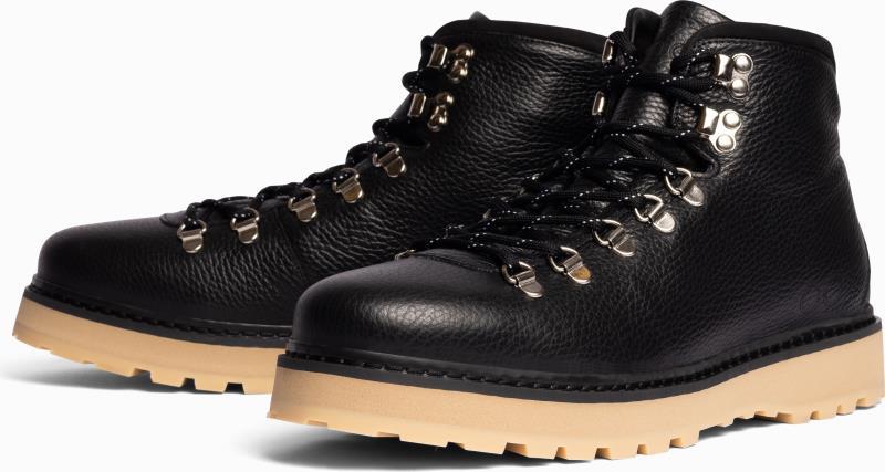 Core Grained Leather, Shearling Lining - Mens - black 1