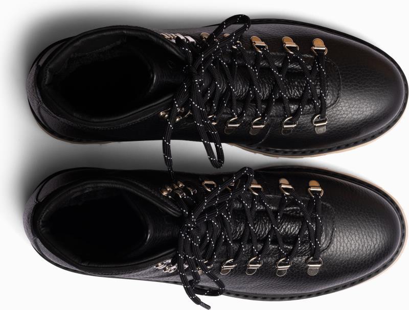 Core Grained Leather, Shearling Lining - Mens - black 1
