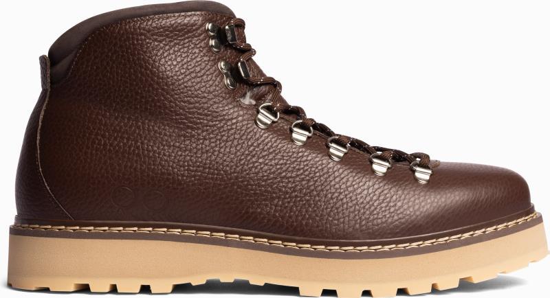 Core Grained Leather, Shearling Lining - Mens - dark brown 1