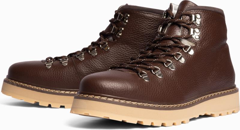 Core Grained Leather, Shearling Lining - Mens - dark brown 1