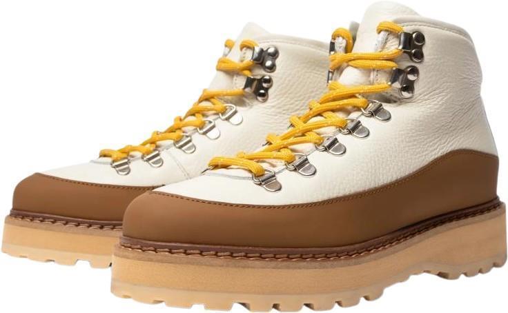 Hiking Core Cap, Grained Leather, Leather Lining - Mens - Off White Brown 1