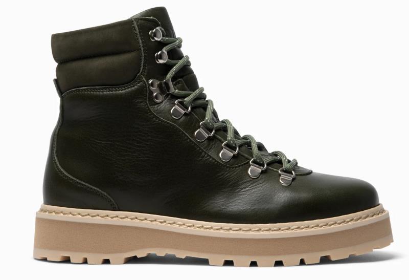 Hiking, Flat Leather, Shearling Lining - Womens - Military 2