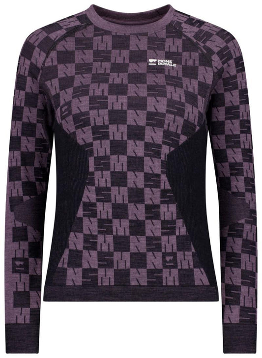 Ascender Merino Base Layer LS - Womens - mauve / black 1