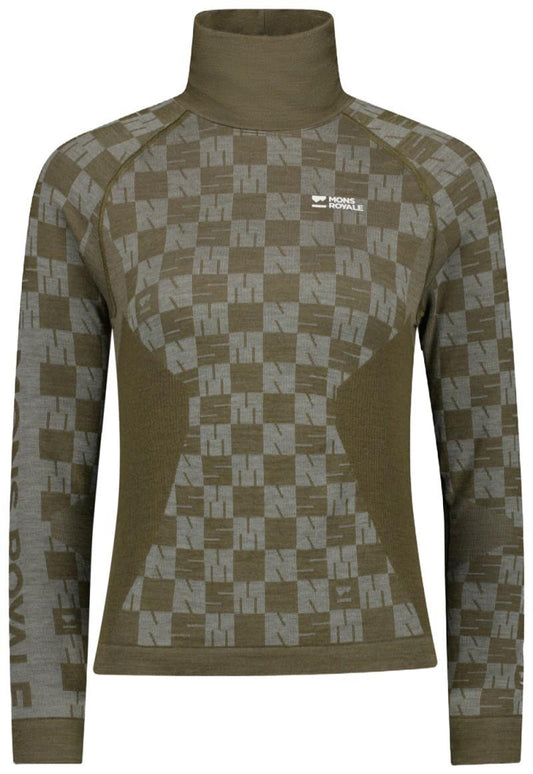 Ascender Merino Base Layer Mock Neck LS - Womens - dried sage / dark olive 1