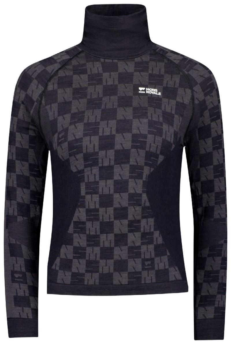 Ascender Merino Base Layer Mock Neck LS - Womens - forged iron / black 1
