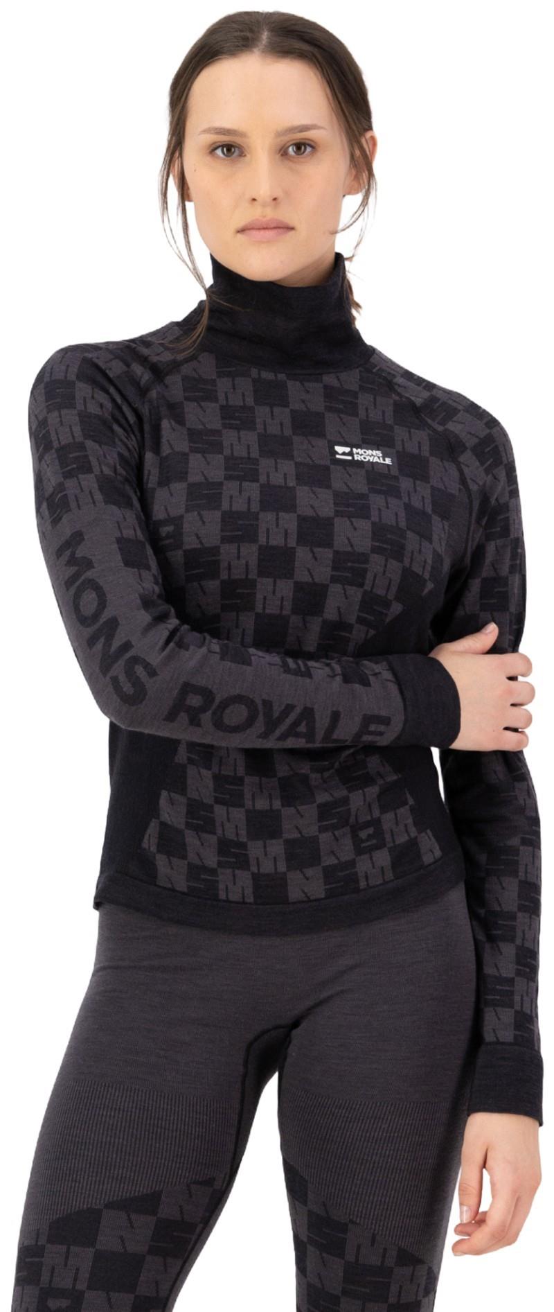 Ascender Merino Base Layer Mock Neck LS - Womens - forged iron / black 1