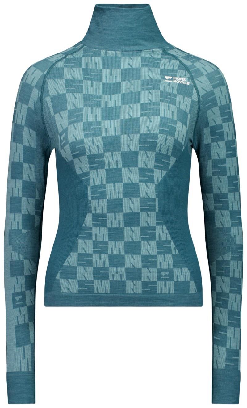 Ascender Merino Base Layer Mock Neck LS - Womens - light teal / jasper 1