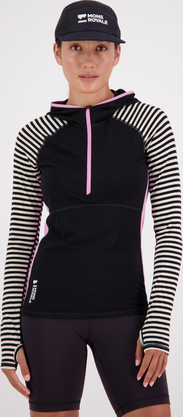 Bella Merino Air-Con Hood- AOP -Womens - Pink Stripe 2