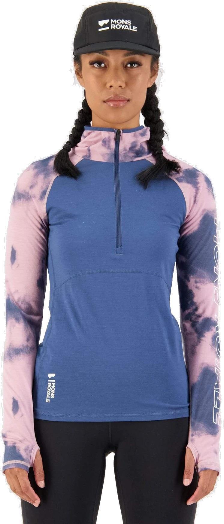 Bella Merino Air-Con Tech Hood - AOP - Womens - denim tie dye 1