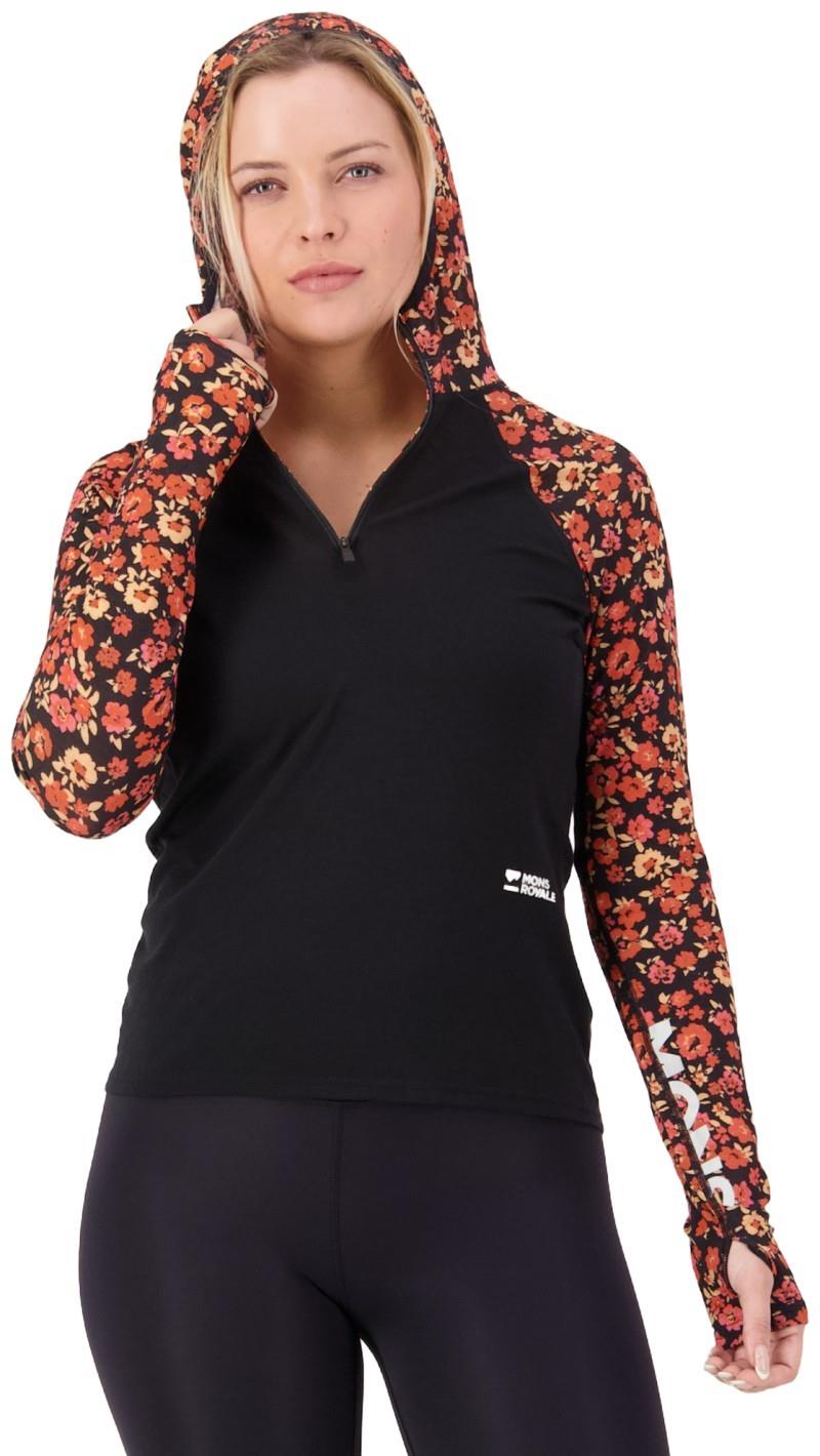Bella Merino LS Hood - AOP - Womens - ditzy camo / black 1