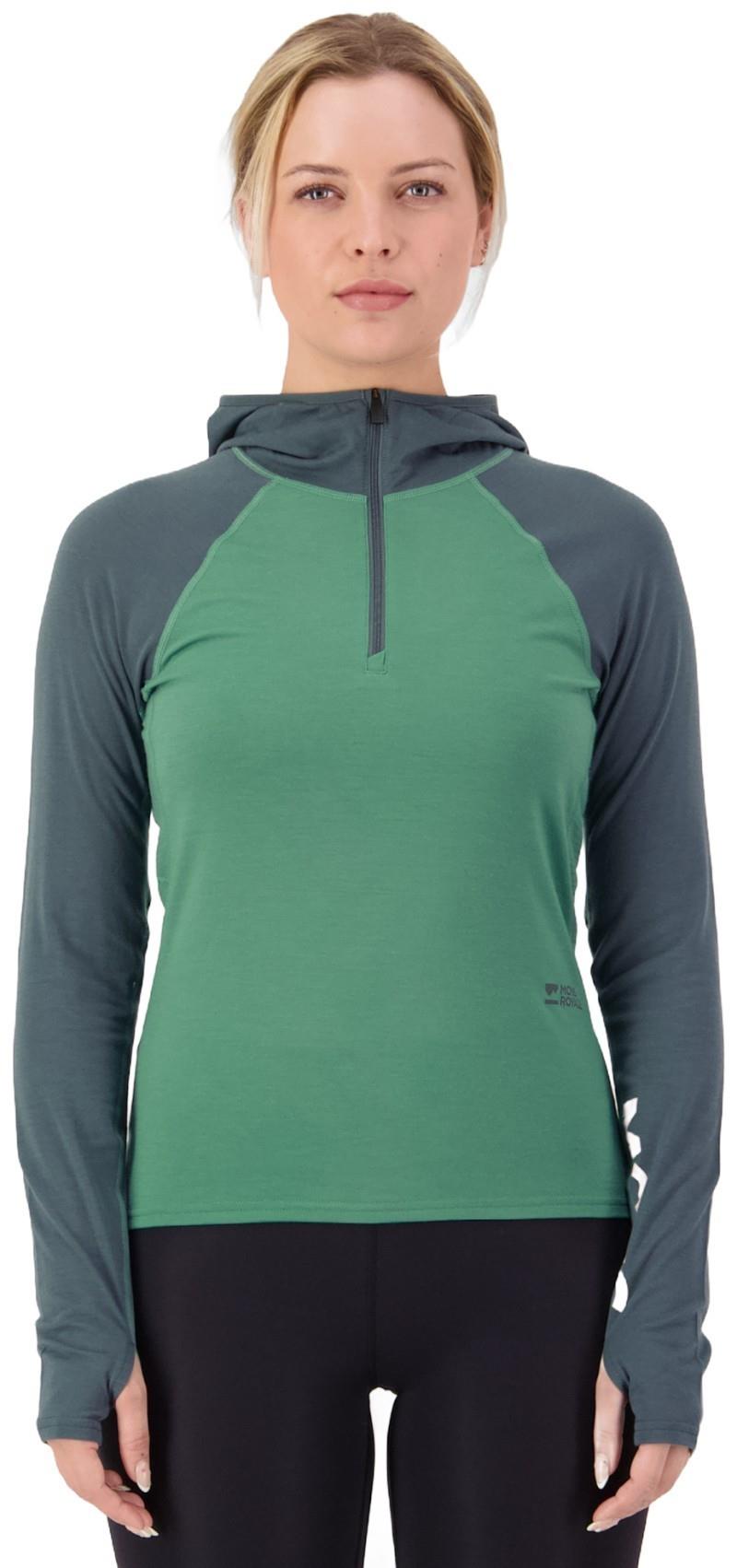 Bella Merino LS Hood - Womens - deep jade / dark cypress 1